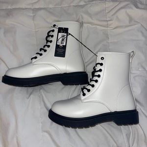 White Combat Boots